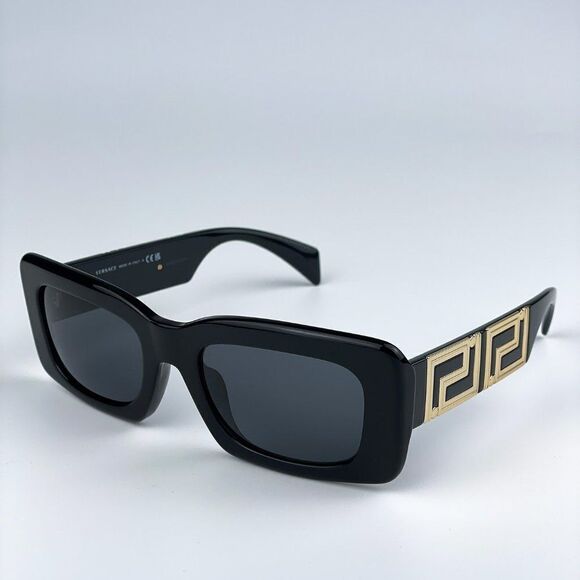 NEW Versace VE4444U GB1/87 Black Dark Grey Rectangle Women Sunglasses - Picture 1 of 10